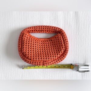 Sincerely Jules Bag Woven Orange Smiley Purse Half Moon Faux Leather
